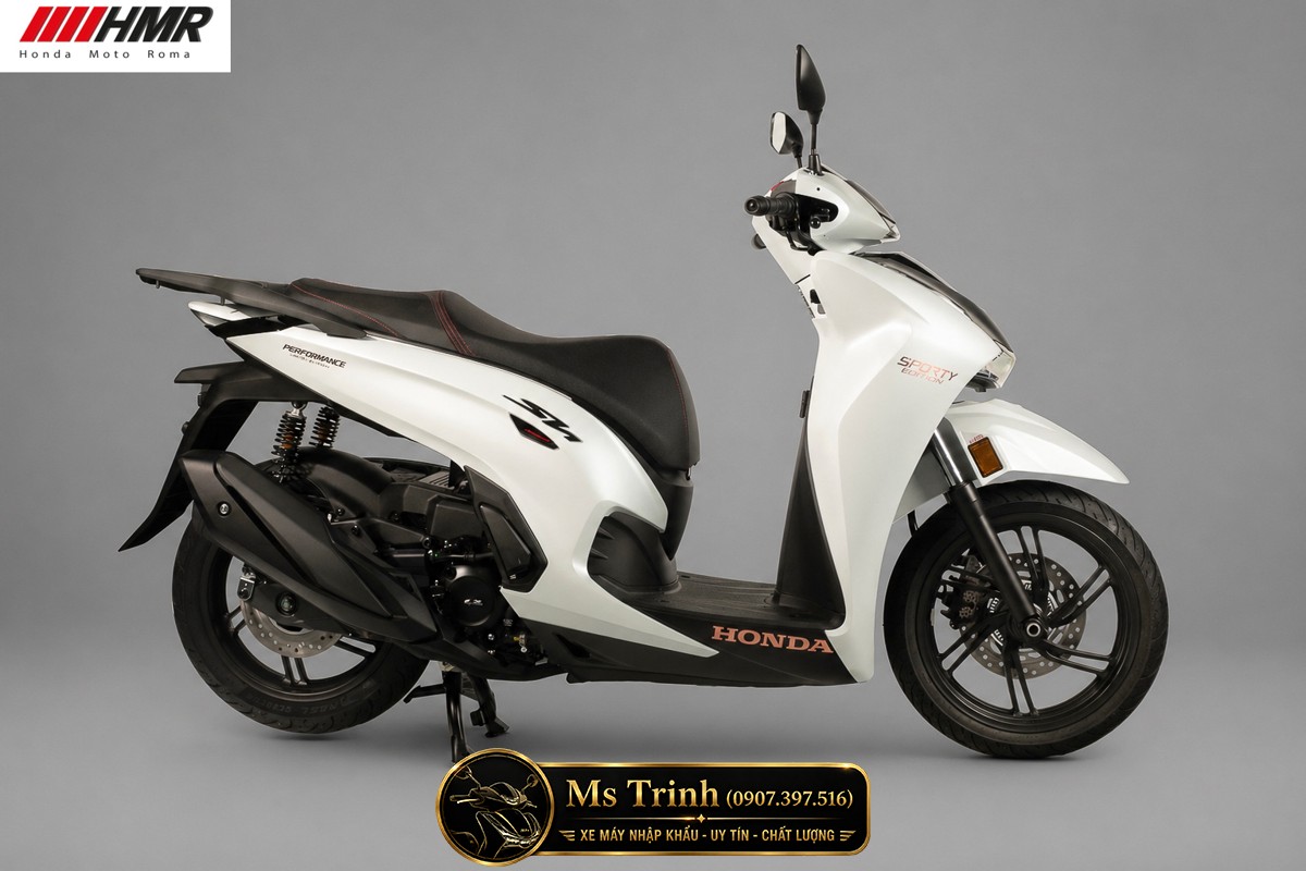 Honda SH350i Sporty trắng nhám 2026 nhập Ý nguyên thùng mang diện mạo hiện đại thời thượng