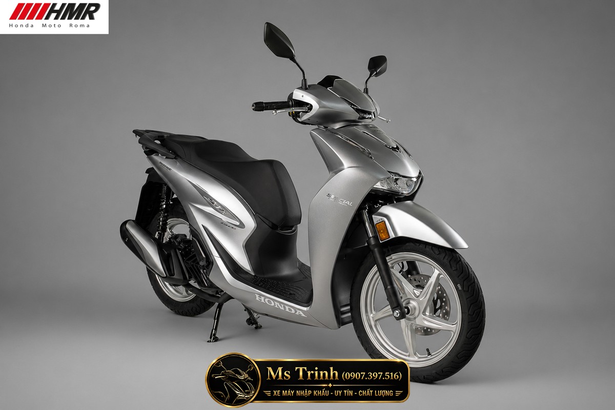 Honda SH150i nhập khẩu Ý 2026 màu bạc với thiết kế chuẩn xe tay ga hạng sang