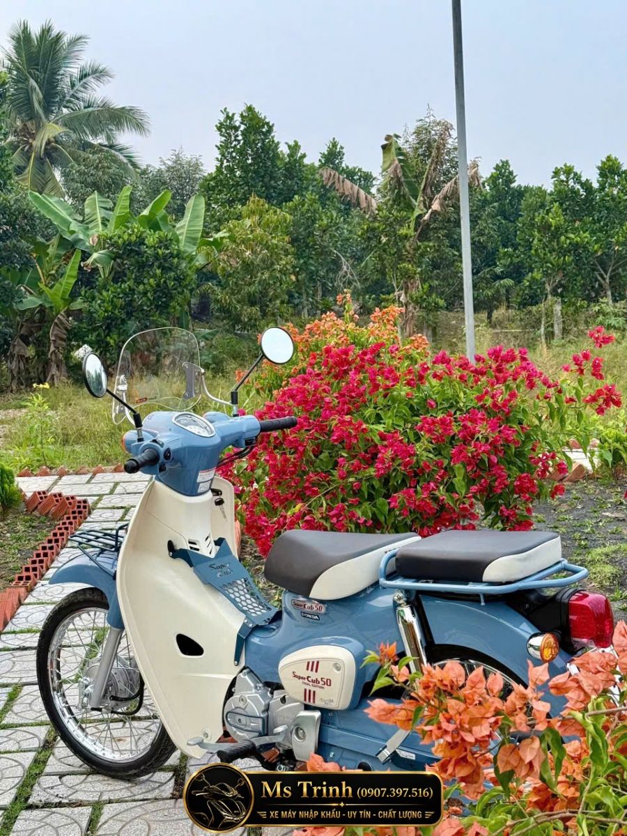 Góc chụp phía sau Honda Super Cub 50 Final Edition khoe baga sau và form dáng cổ điển đẹp