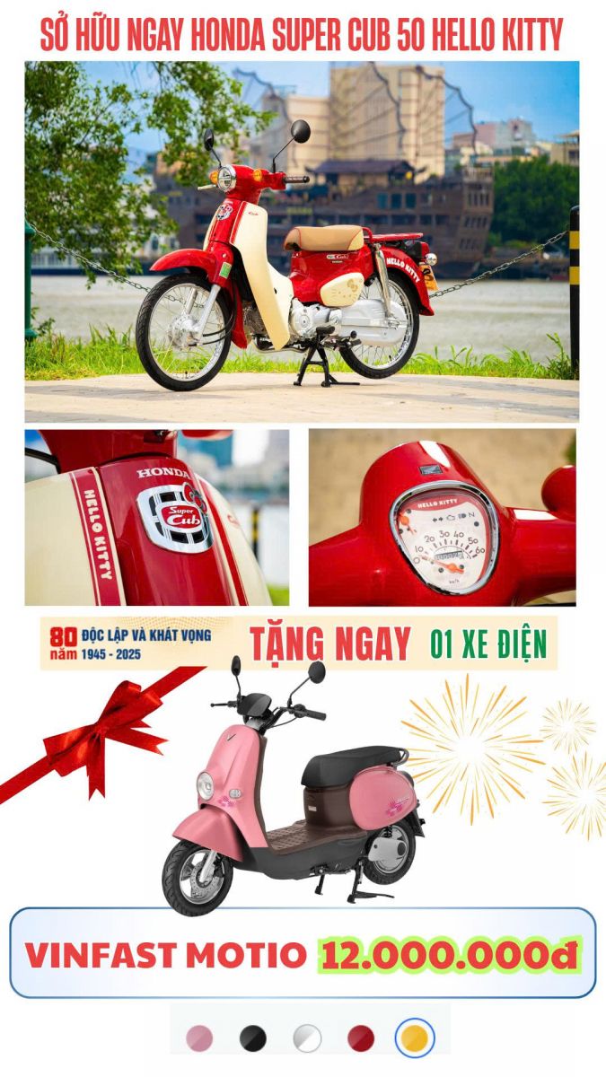 Mua Cub 50 Final & Hello Kitty – Tặng xe điện VinFast Motio 12 triệu