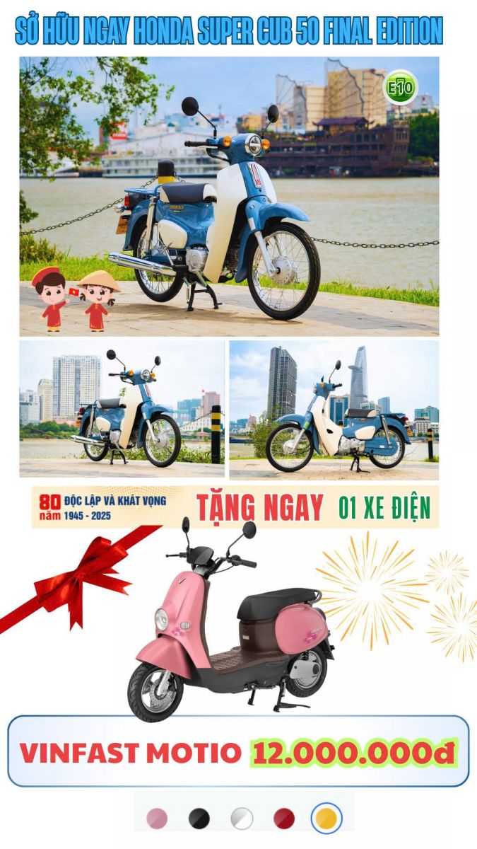 Mua Cub 50 Final & Hello Kitty – Tặng xe điện VinFast Motio 12 triệu