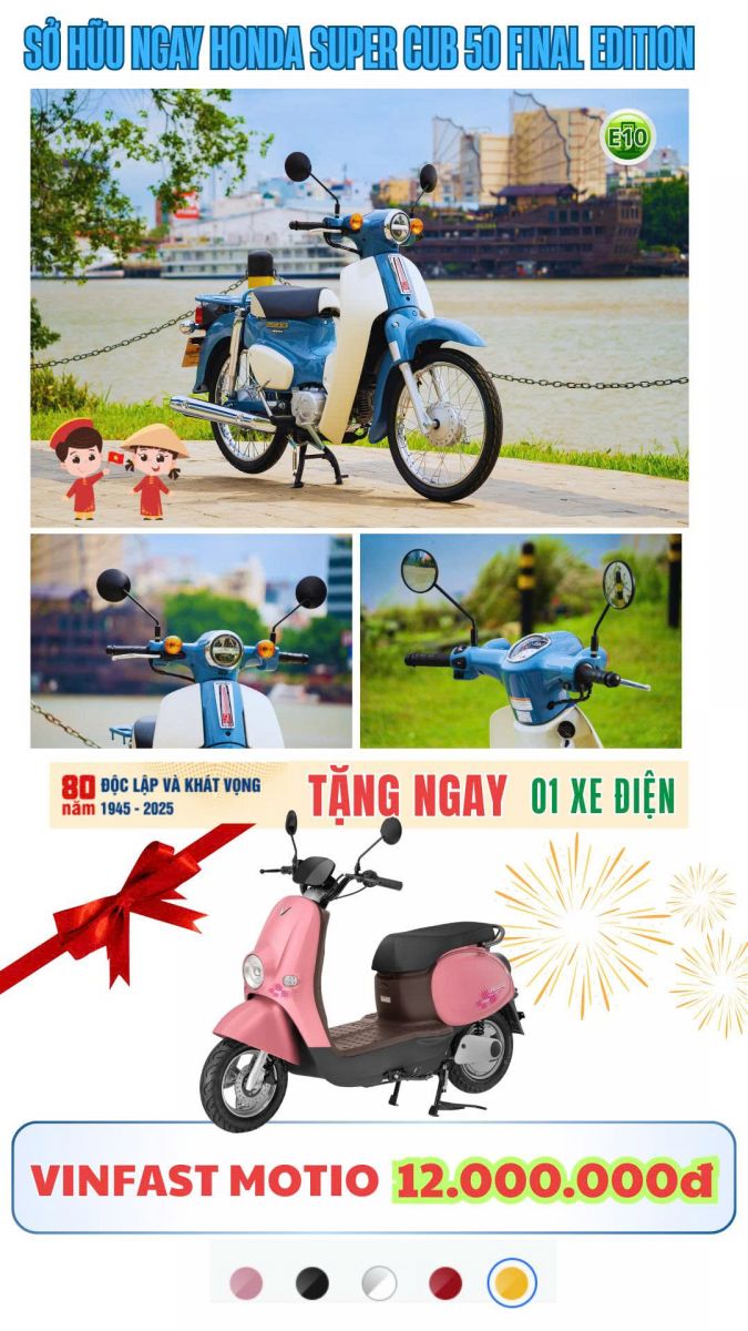 Mua Cub 50 Final & Hello Kitty – Tặng xe điện VinFast Motio 12 triệu